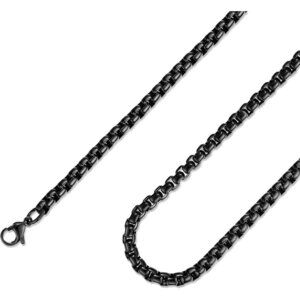 Unisex 5mm wide-stainless steel Stainless Steel Black Rolo Cable Chain Necklace
